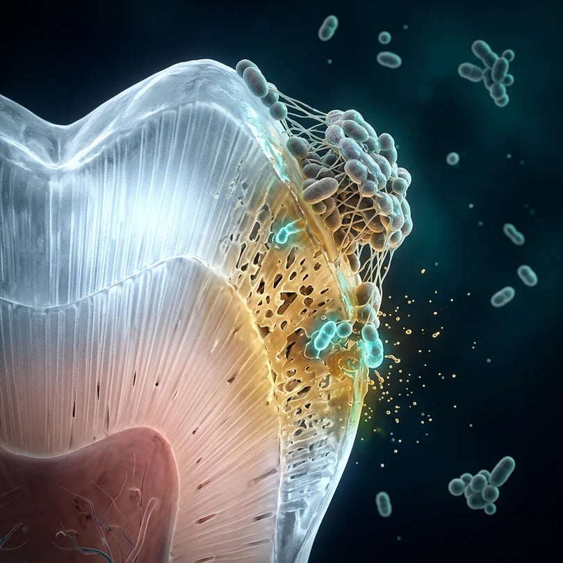 La placa bacteriana metida en el diente