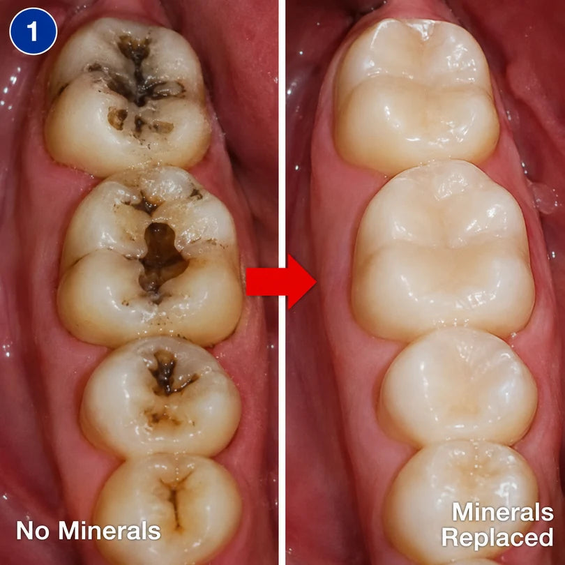 Antes y después del mineral del esmalte