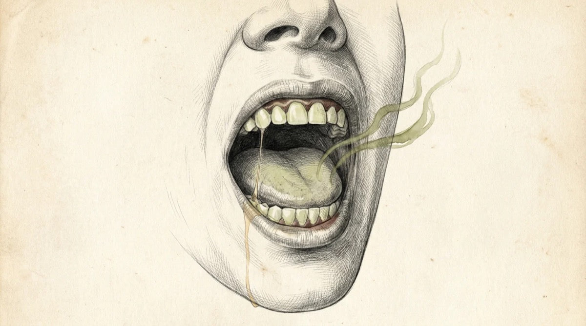 Ilustración del mal aliento saliendo de la boca
